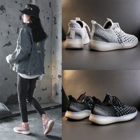 Breathable Flying Woven Women's Shoes New Sports Shoes Female Students Running Casual Shoes Women